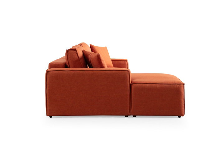 Atelier Del Sofa Sofá Cama Esquinero Corner Left Naranja Terciopelo Sofá Cama Modular 206x145cm